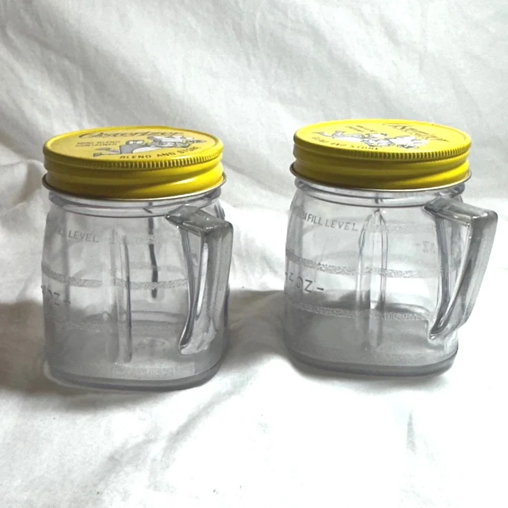 Osterizer Mini-Blend Container 4oz Clear Excellent Set of 2 With Lids